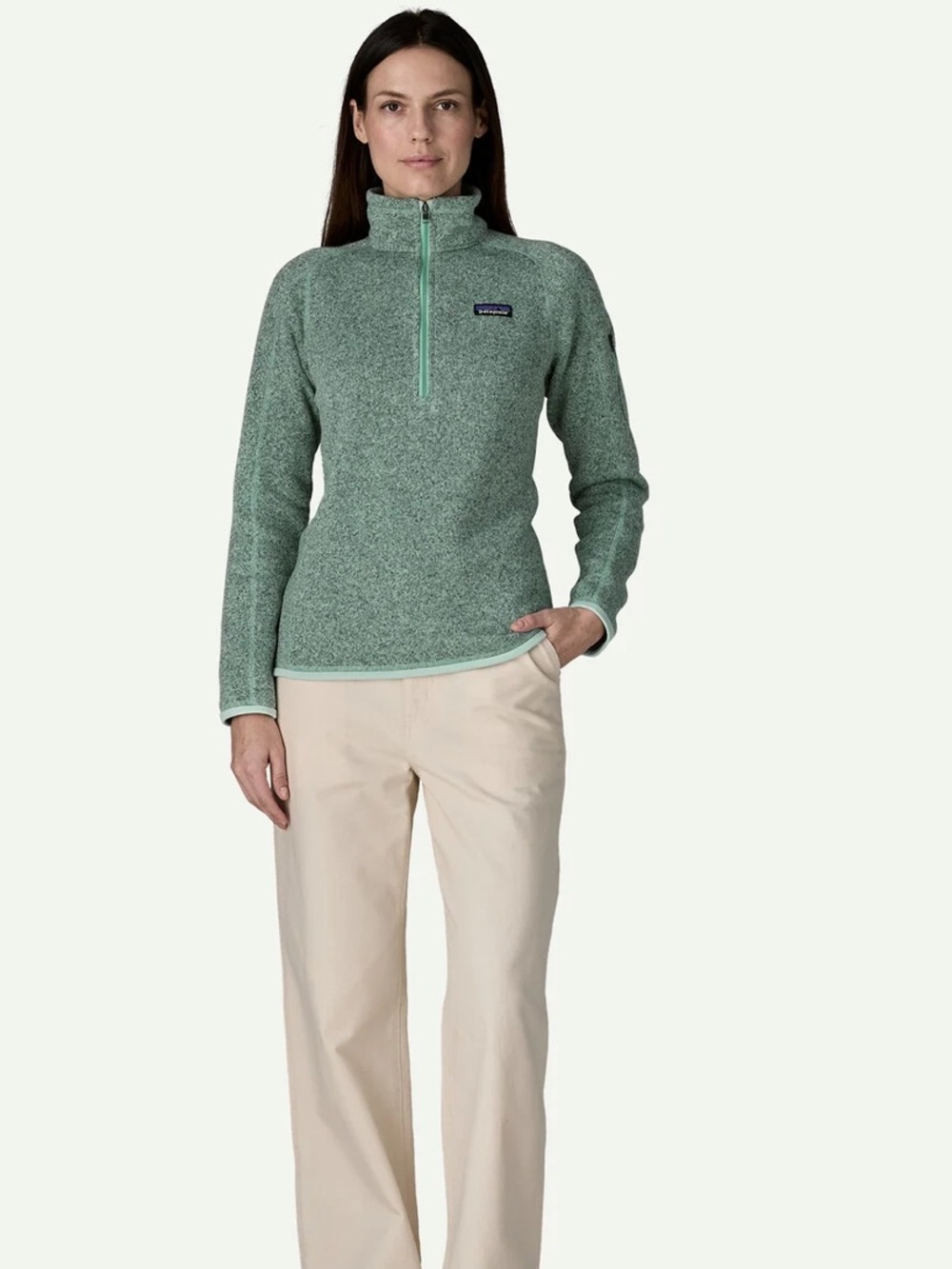PATAGONIA Better Sweater Fitted 1/4-Zip Pullover Mint Green Heather Women's XS